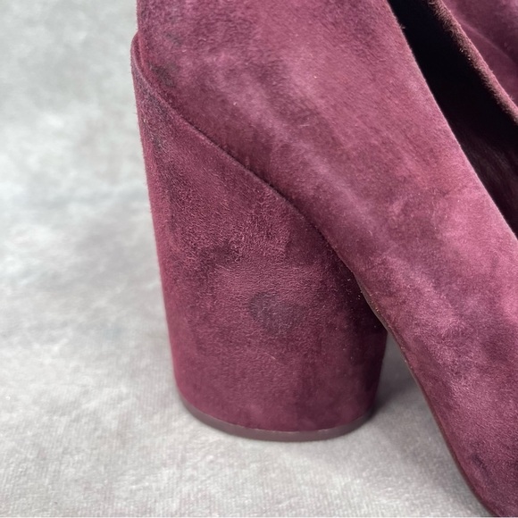 Tory Burch Lucia Suede Chunky Heels In Fig Maroon Women's Size 5 - Picture 6 of 11